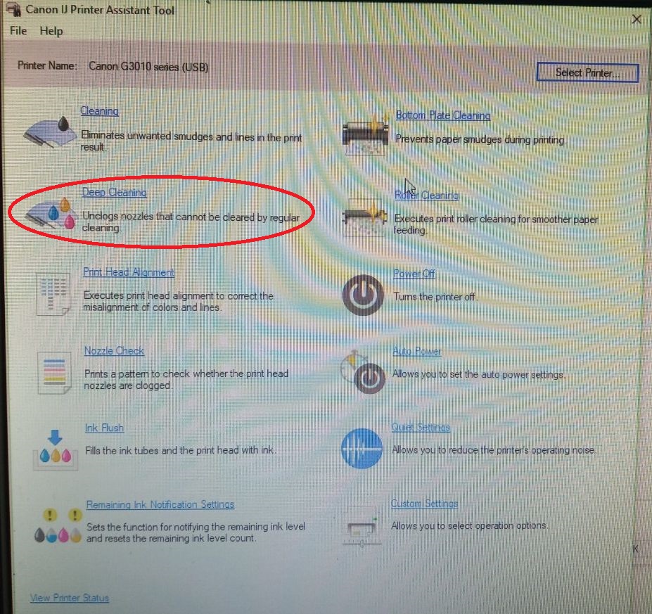 deepcleaning canon g3010