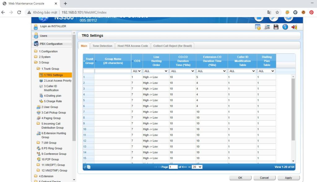 se thoi gian goi ra ngoai tong dai panasonic KX-NS300